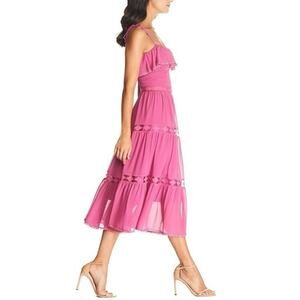 Dress The Population Dream Chiffon Tiered Dress Hibiscus Pink Size Small